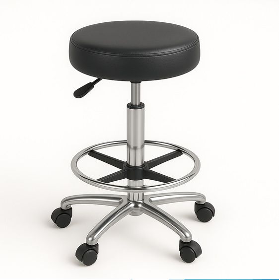 Tabouret chromé Tabouret chromé Hauteur par Vérin a gaz – Image 1
